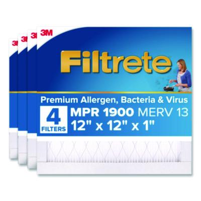MMMUA10DC4CA Premium Allergen, Bacteria and Virus Air Filter, MERV 13, MPR 1900, 12 x 12, 4/Carton 3M/COMMERCIAL TAPE DIV.