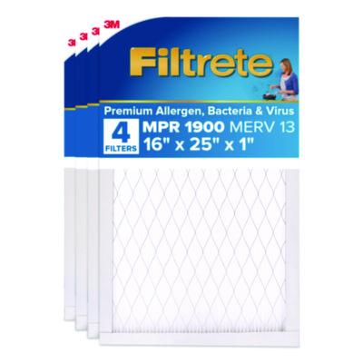 MMMUA014CA Premium Allergen, Bacteria and Virus Air Filter, MERV 13, MPR 1900, 16 x 25, 4/Carton 3M/COMMERCIAL TAPE DIV.