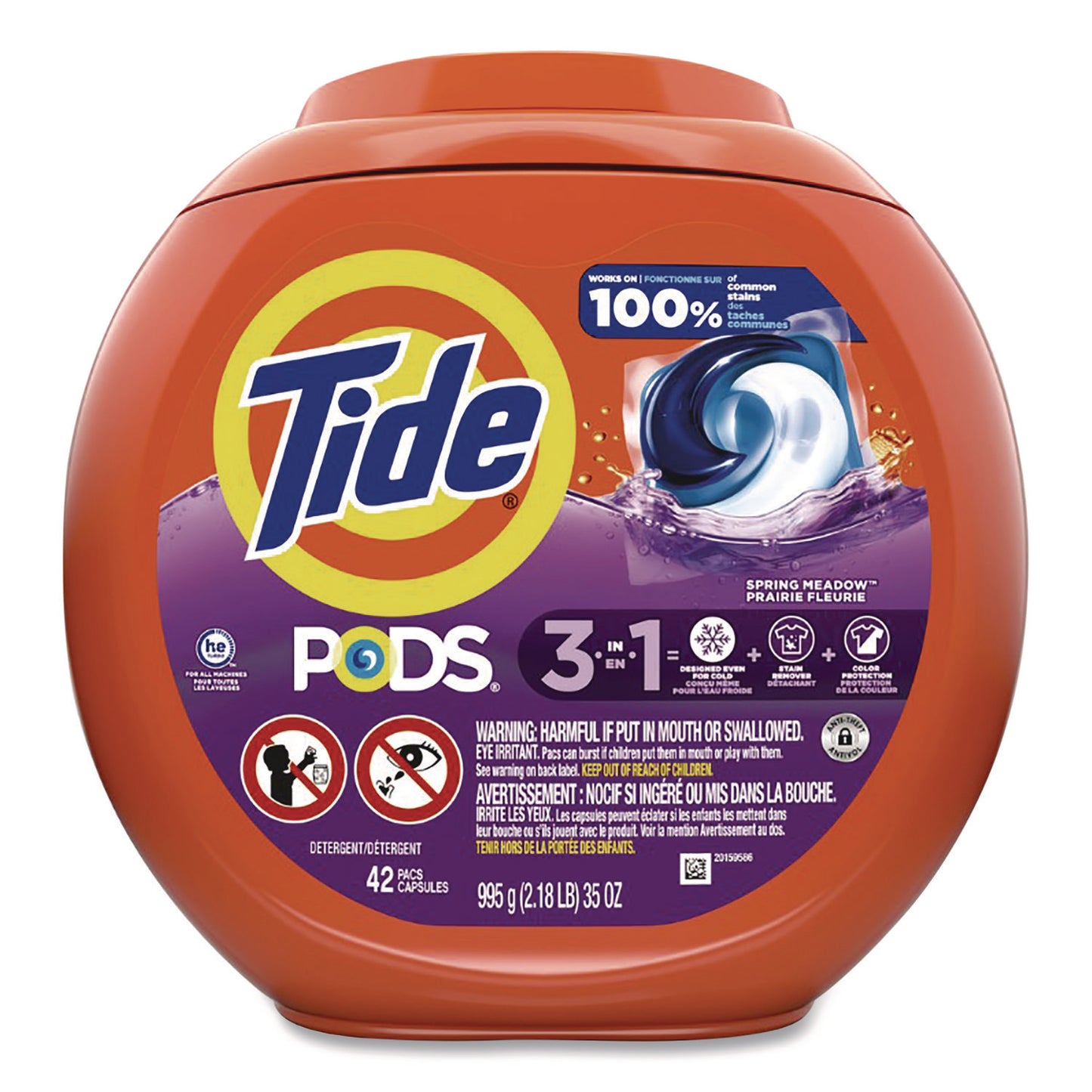 PGC9924 PODS Laundry Detergent, Spring Meadow, 35 oz Tub, 42 Pods/Tub