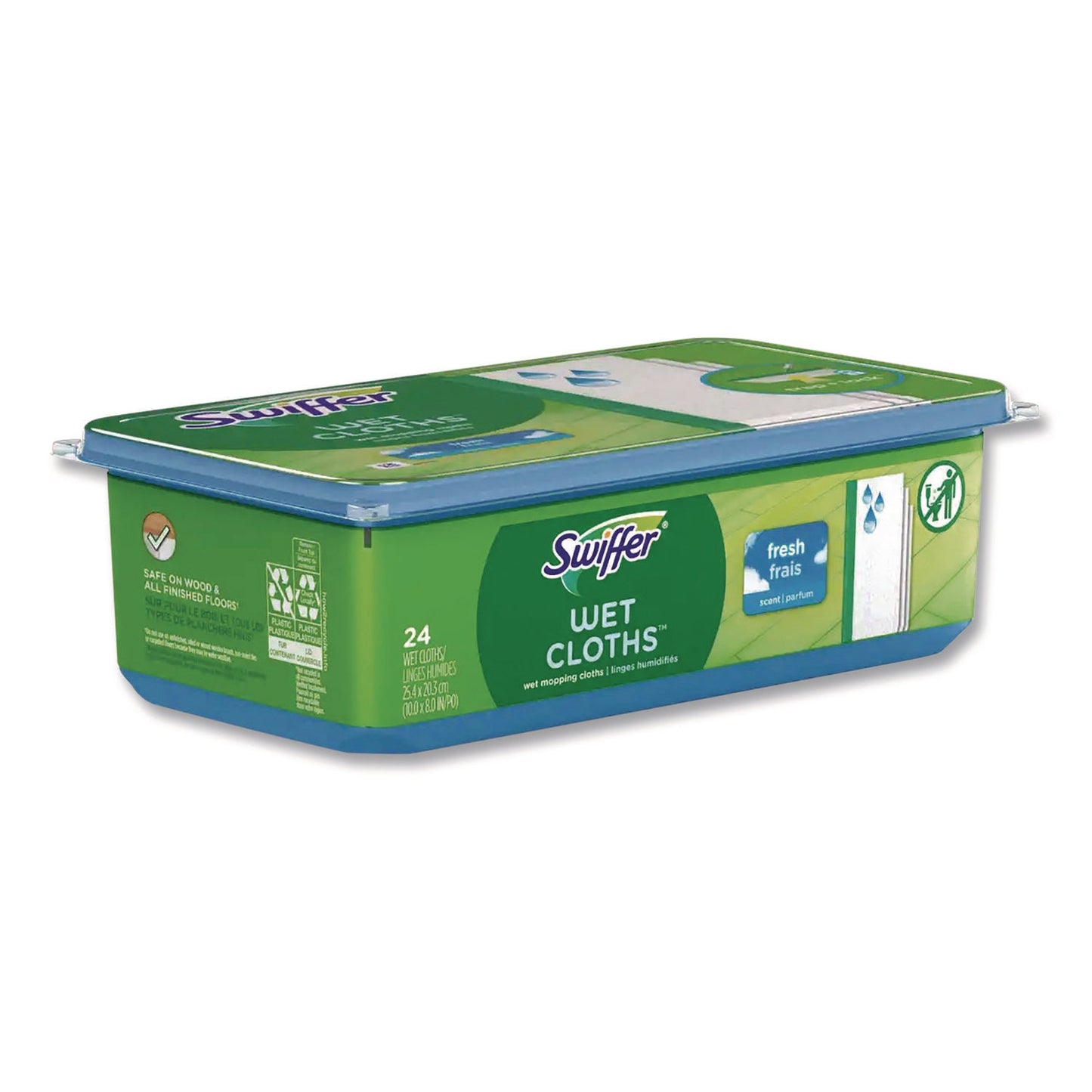 PGC35155 Wet Refill Cloths, 8 x 10, Fresh Scent, White, 24/Pack, 6 Packs/Carton Swiffer