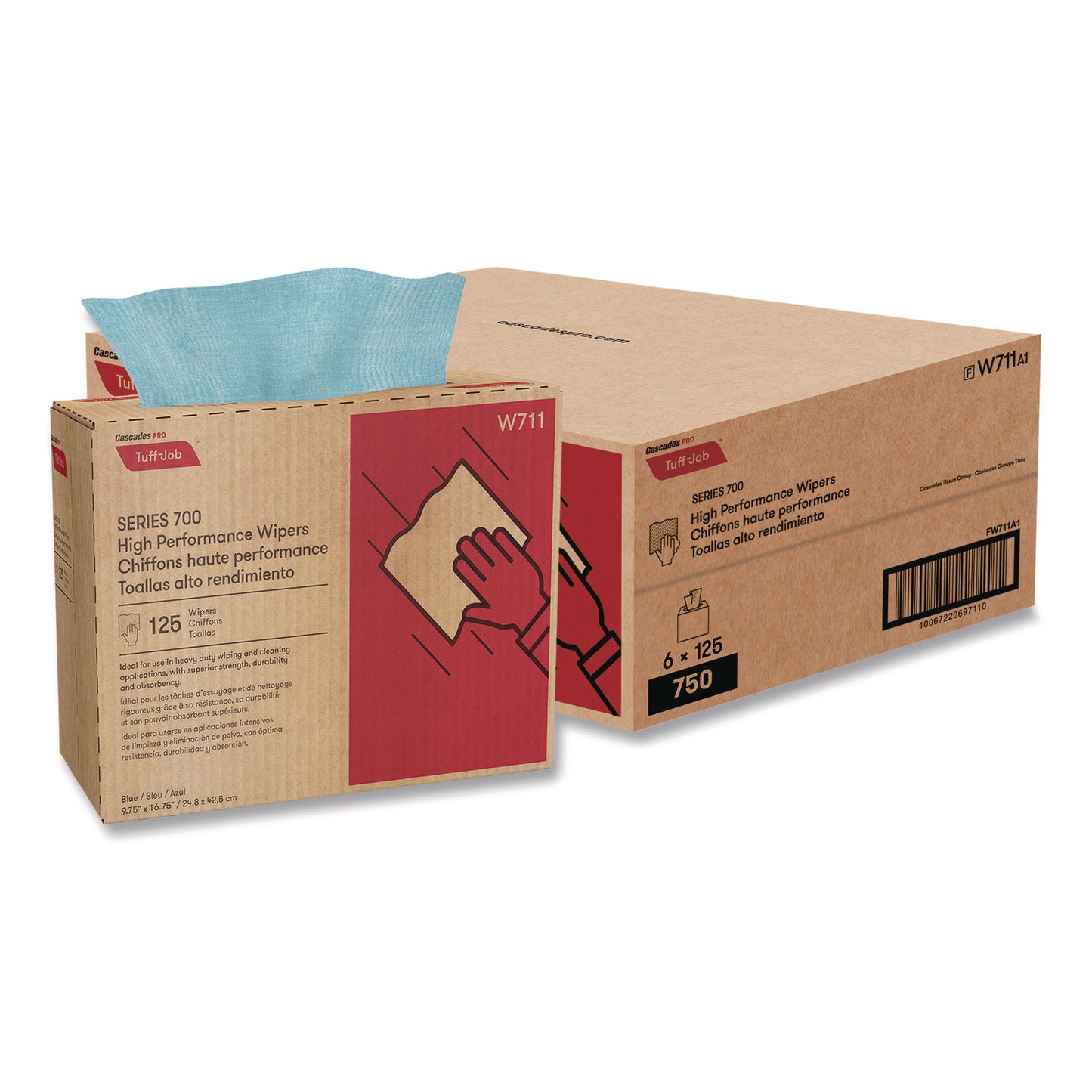 CSDW711 Tuff-Job S700 High Performance Wipers, Blue, 9.75 x 16.75, 125/Box, 6 Boxes/Carton