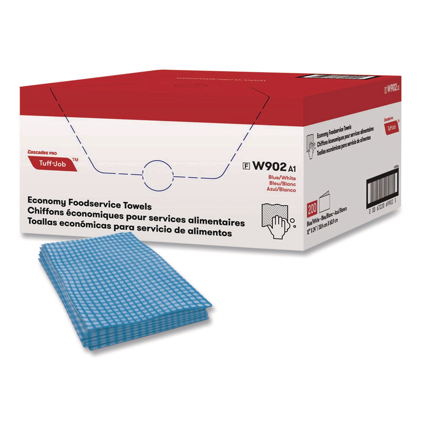 CSDW902 Tuff-Job Foodservice Towels, 12 x 24, Blue/White, 200/Carton