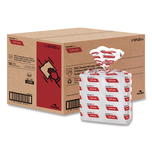 CSDW420 Tuff-Job S400 Drc Wipers, Medium, 12 X 13, White, 60/pack, 18 Pack/carton