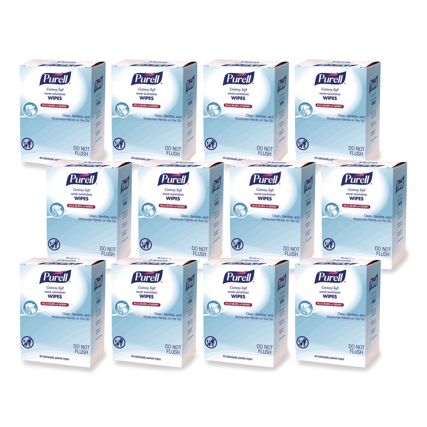 GOJ902512 Cottony Soft Individually Wrapped Sanitizing Hand Wipes, 5 x 7, Herbal Scent, White, 480/Carton