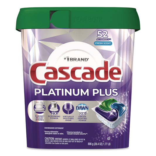 PGC06156PK Platinum Plus ActionPacs Dishwasher Detergent Pods, Fresh Scent, 28.4 oz Tub, 47/Pack
