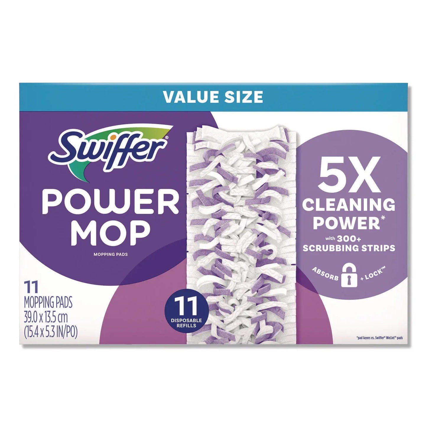 PGC12868PK PowerMop Mopping Pads, 15.4 x 5.3, White/Purple. 11/Pack Swiffer
