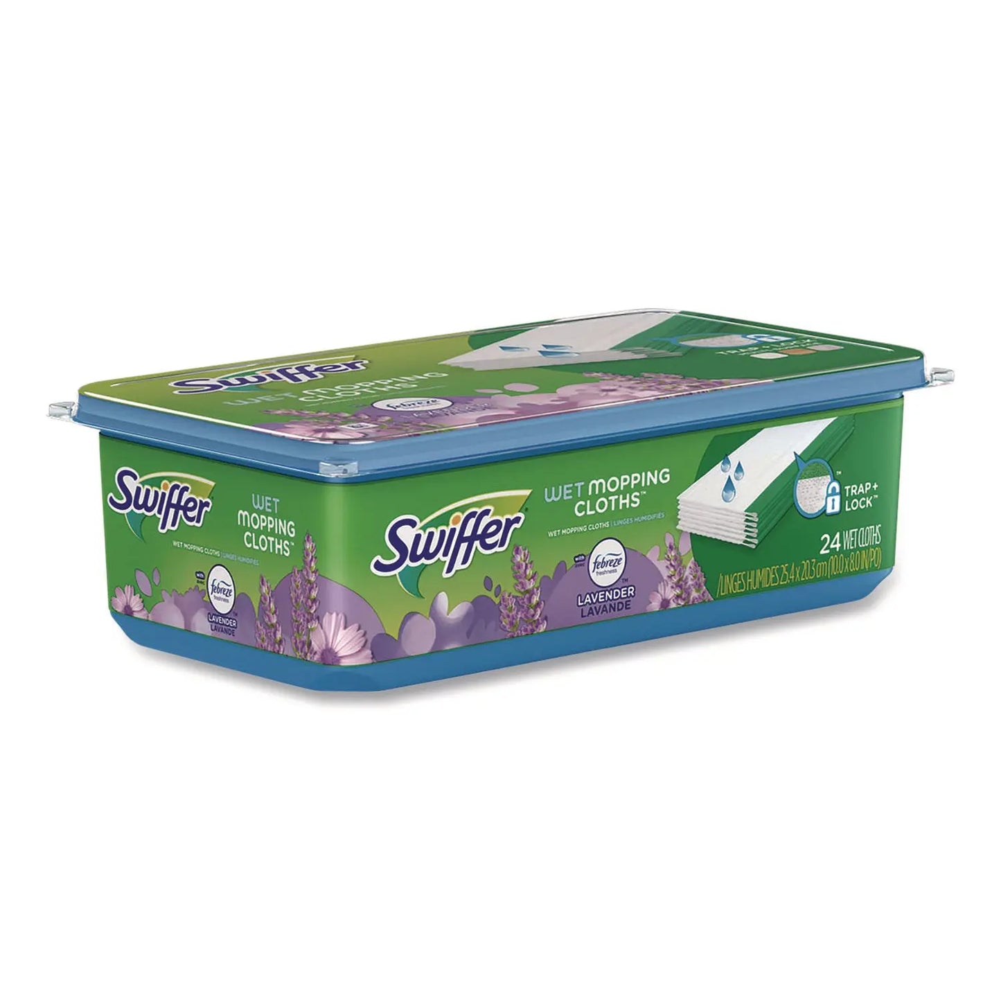 PGC15846 Sweeper TRAP + LOCK Wet Mop Cloth, 8 x 10, White, Lavender Scent, 24/Pack Swiffer