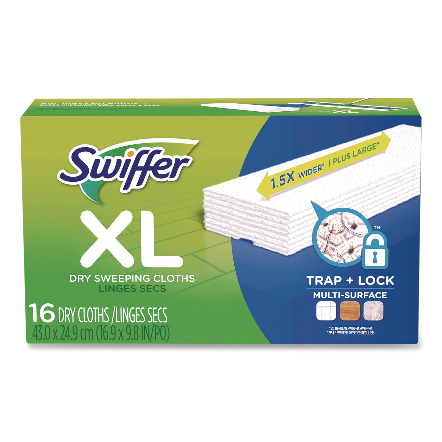 PGC33903 Sweeper XL Dry Refill Cloths, 16.9 x 9.8, White, 16/Box