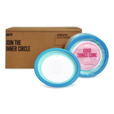 PRKPK54330CT Heavy-Weight Paper Plates, 10" dia, White/Blue, 500/Carton