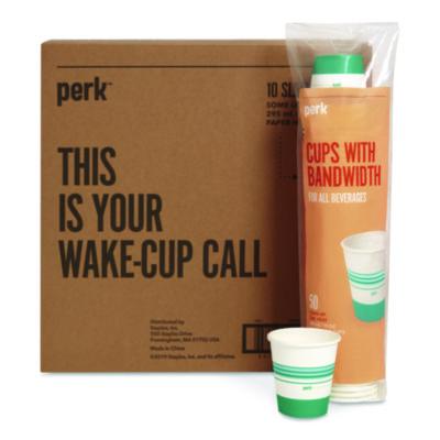 PRKPK54366CT Paper Hot Cups, 10 oz, White/Teal, 500/Carton PERK