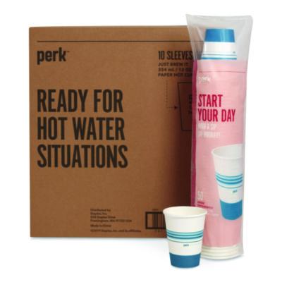PRKPK54367CT Paper Hot Cups, 12 oz, White/Blue, 500/Carton PERK