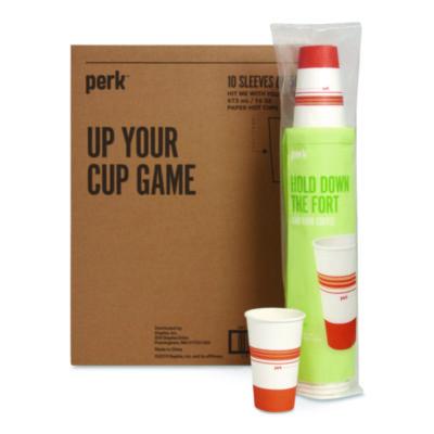 PRKPK54368CT Paper Hot Cups, 16 oz, White/Orange, 500/Carton PERK