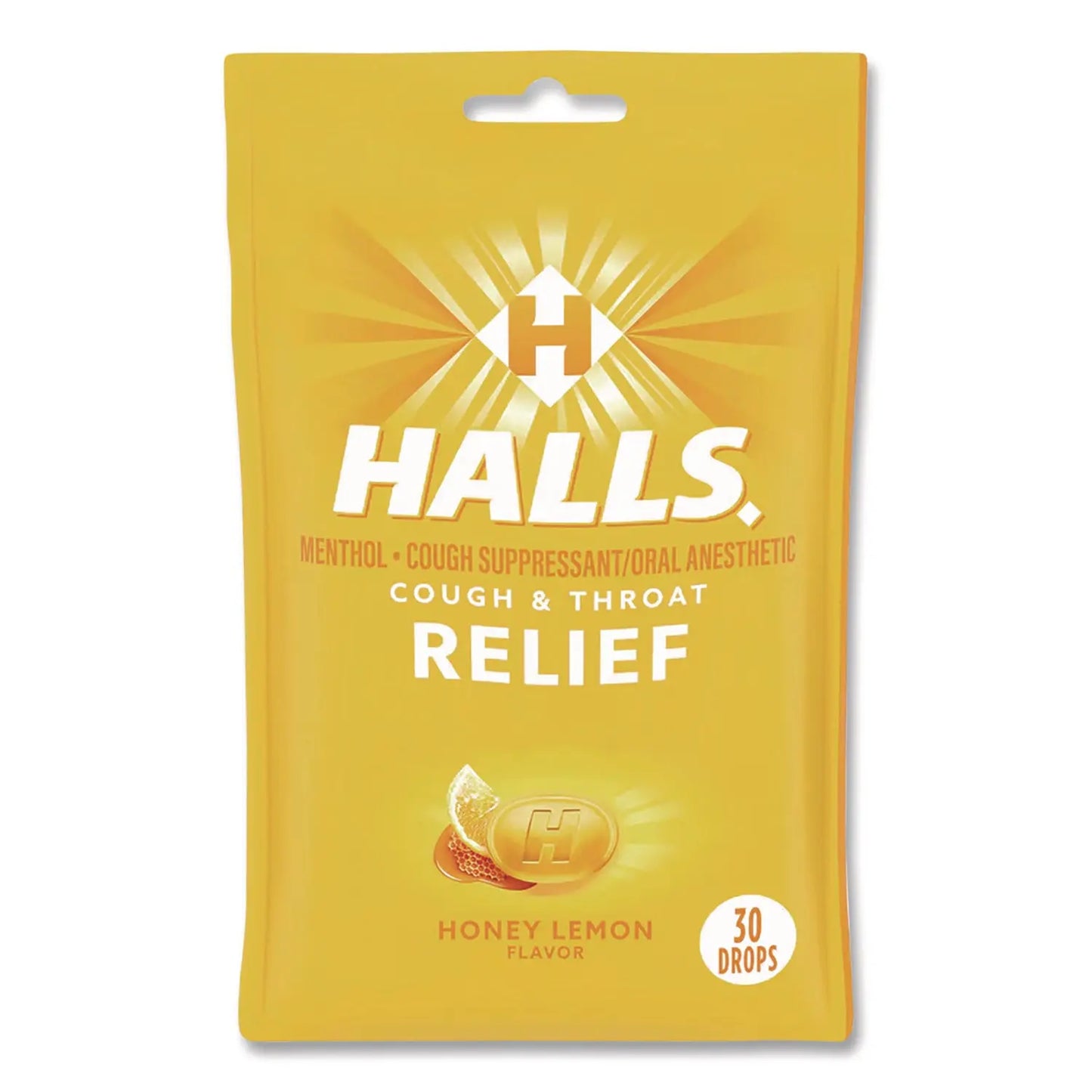 LIL621835306OWN Relief Menthol cough Suppressant - Oral Anesthetic, Honey Lemon, 30/Pack HALLS