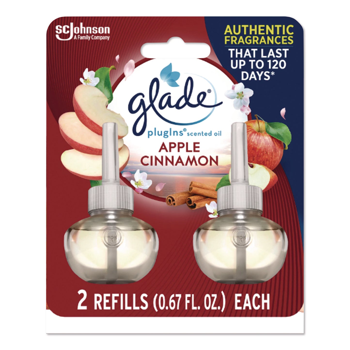 SJN315104 Plugin Scented Oil Refill, Apple Cinnamon, 0.67 oz, 2/Pack