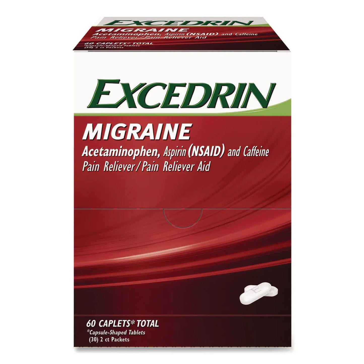 EXX64498 Migraine Caplets, 2 Tablets/Packet, 30 Packets/Box Excedrin
