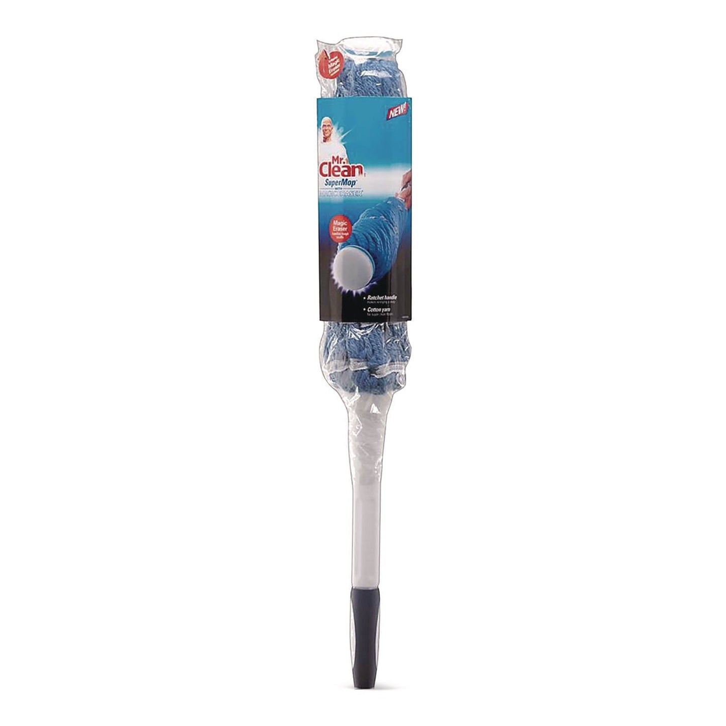 PGC949812 SuperMop with Magic Eraser, 3.5" Blue Cotton Head, White Nylon Handle Mr. Clean