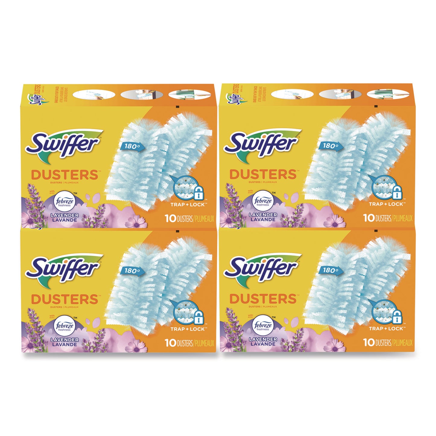 PGC21461CT Refill Dusters, Dustlock Fiber, Light Blue, Lavender Vanilla Scent,10/box,4 Boxes/carton Swiffer
