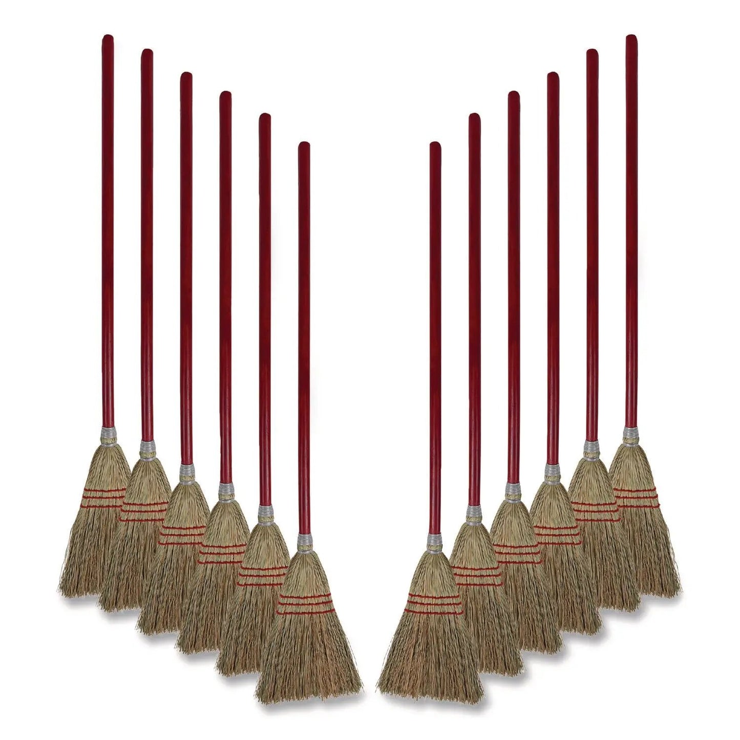 BWK951TCT Corn Fiber Lobby/toy Broom, Corn Fiber Bristles, 39" Overall Length, Red, 12/carton Boardwalk