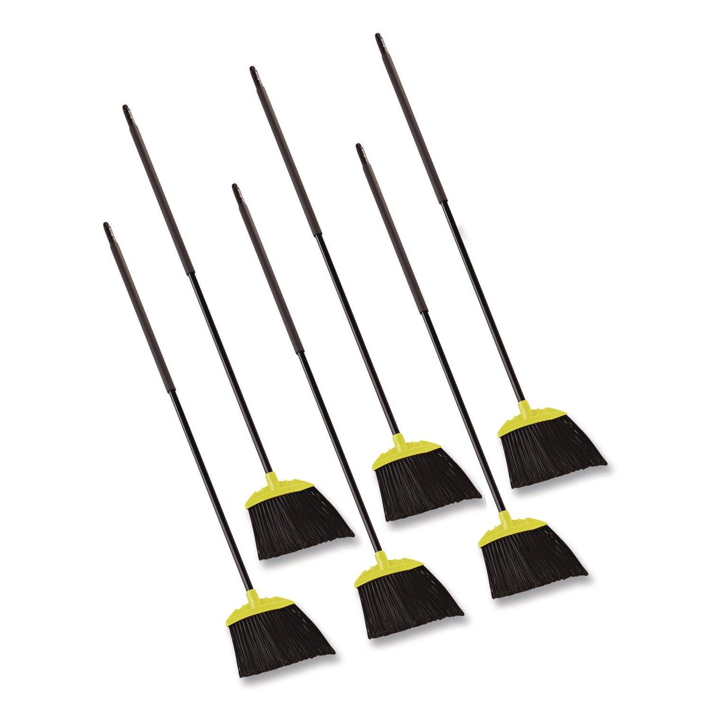 RCP638906BLACT Jumbo Smooth Sweep Angled Broom, 46" Handle, Black/yellow, 6/carton RUBBERMAID COMMERCIAL PROD.