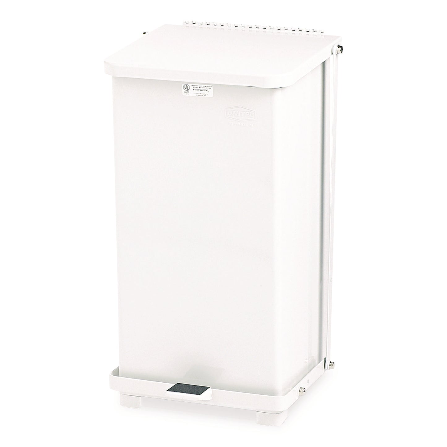 RCPST12EPLWH Defenders Heavy-Duty Steel Step Can, 6.5 gal, Steel, White