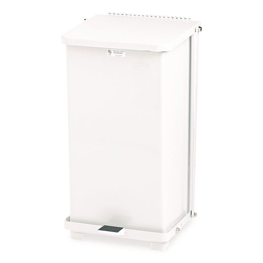 RCPST12EPLWH Defenders Heavy-Duty Steel Step Can, 6.5 gal, Steel, White