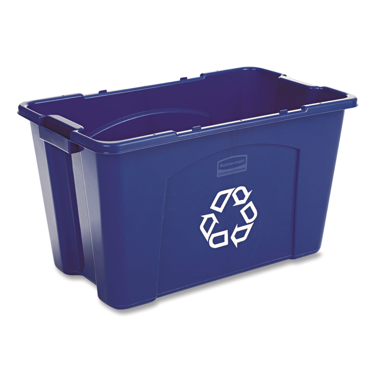 RCP571873BE Stacking Recycle Bin, 18 gal, Polyethylene, Blue RUBBERMAID COMMERCIAL PROD.
