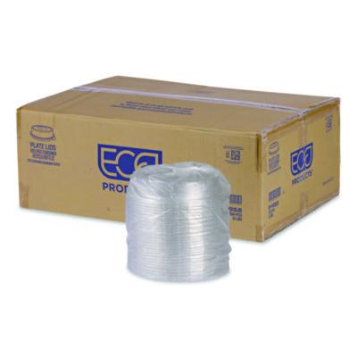 ECOEPP013LID 100% Recycled Content Round Plate Lids, Plastic, 9" dia x 1.5" h, Clear, 300/Carton