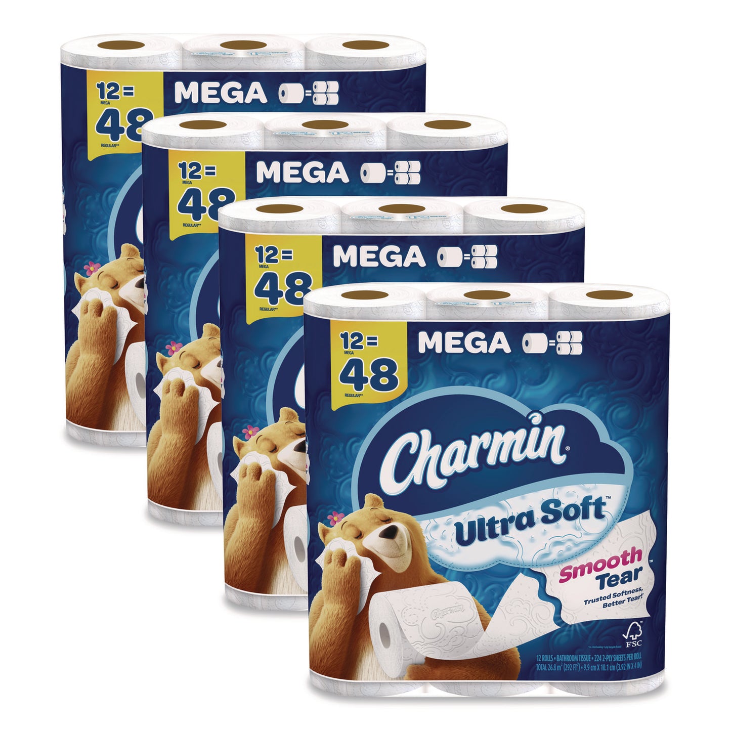 PGC08813 Ultra Soft Bathroom Tissue, Mega Roll, Septic Safe, 2-Ply, White, 224 Sheets/Roll, 12 Rolls/Pack, 4 Packs/Carton