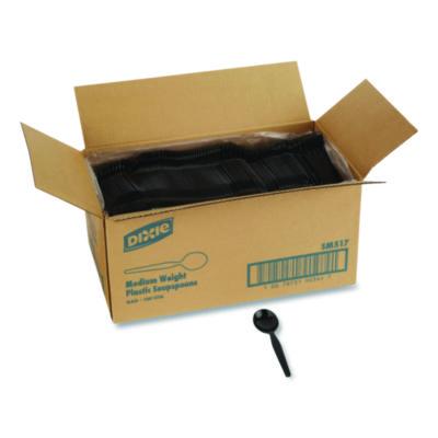 DXESM517 Mediumweight Polystyrene Cutlery, Soup Spoon, Plastic, Black, 1,000/Carton