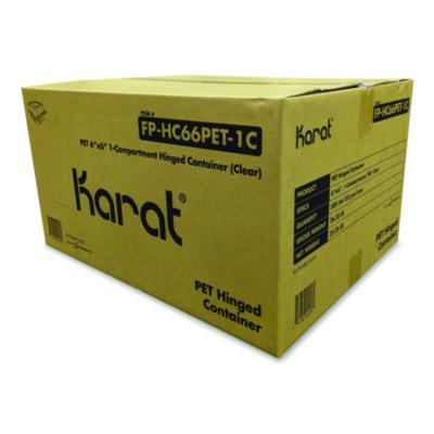KRTFPHC66PET1C PET Plastic Hinged Container, 6 x 6 x 3.3, Clear, Plastic, 500/Carton KARAT BY LOLLICUP