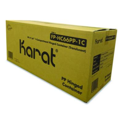 KRTFPHC66PP1C Polypropylene Plastic Hinged Container, 6 x 6 x 3.3, Clear, Plastic, 50/Pack, 6 Packs/Carton KARAT BY LOLLICUP