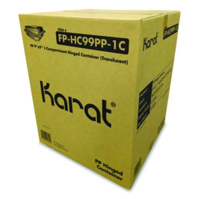 KRTFPHC99PP1C Polypropylene Plastic Hinged Container, 9.35 x 9.22 x 3.17, Clear, Plastic, 50/Pack, 4 Packs/Carton KARAT BY LOLLICUP
