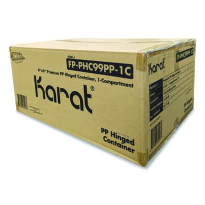 KRTFPPHC99PP1C Polypropylene Plastic Hinged Container, 9 x 9 x 3, Black/Clear, Plastic, 50/Pack, 3 Packs/Carton KARAT BY LOLLICUP