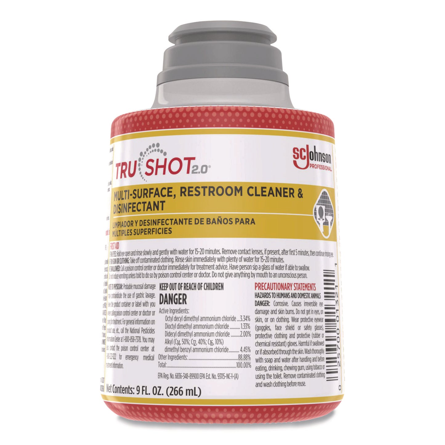 SJN379850 TruShot 2.0 Disinfectant Multisurface Cleaner, Fresh Scent, 9 oz Cartridge, 4/Carton