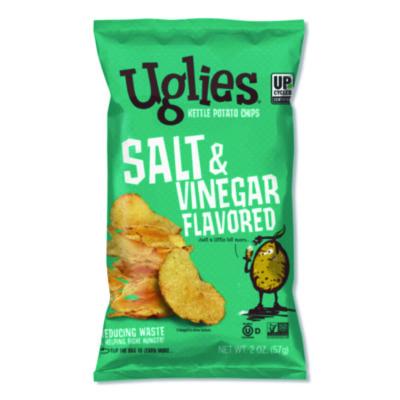 UGLDFN26104 Kettle Potato Chips, Salt and Vinegar, 2 oz Bags, 24/Carton