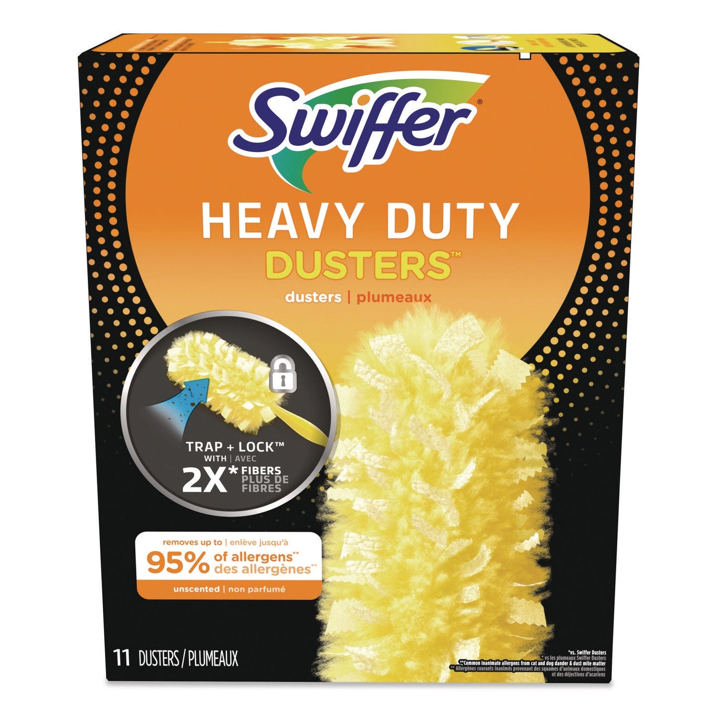 PGC99035BX Heavy Duty Dusters Refill, Trap + Lock Fiber, Yellow, 11/Box Swiffer