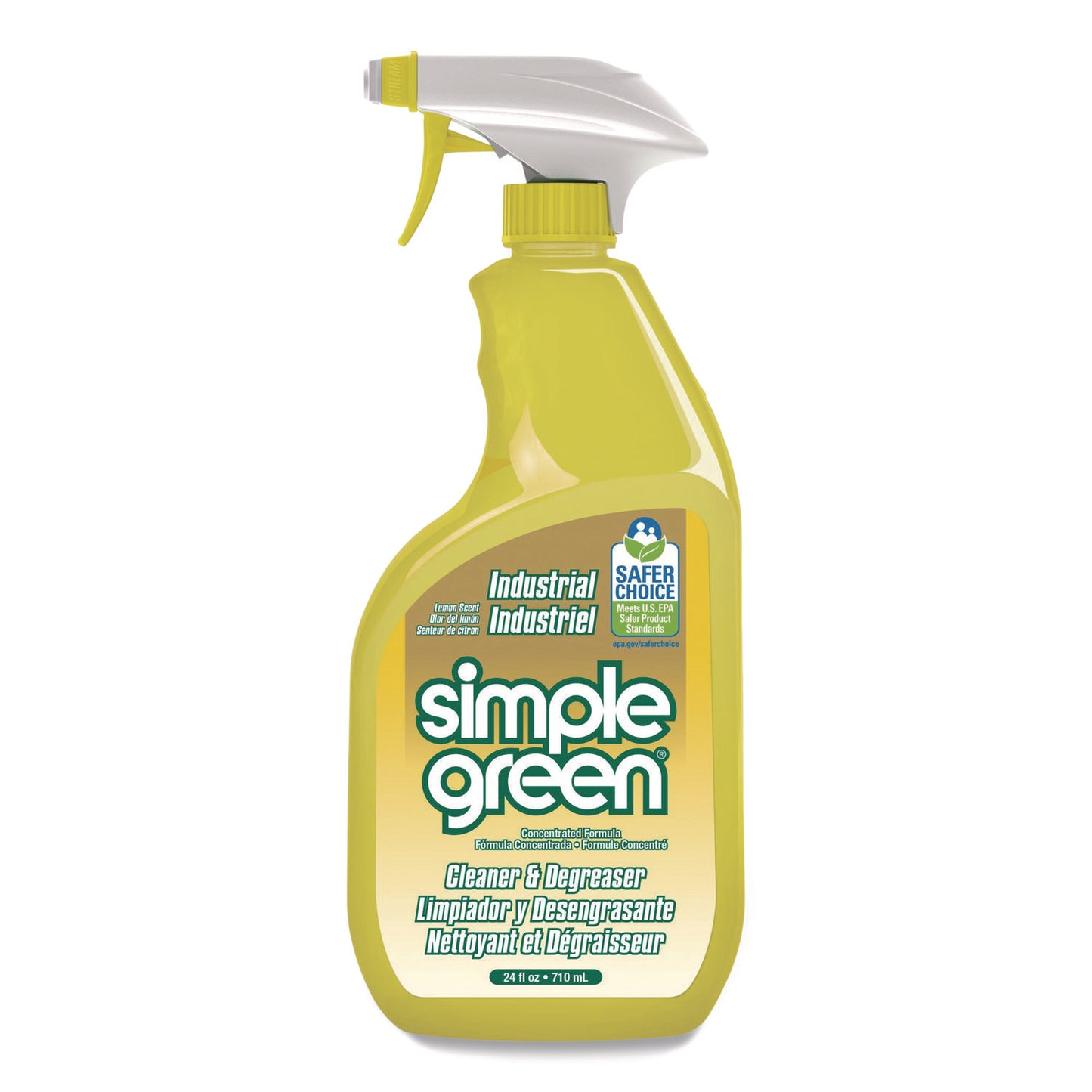 SMP14002EA Industrial Cleaner and Degreaser, Concentrated, Lemon, 24 oz Spray Bottle Simple Green
