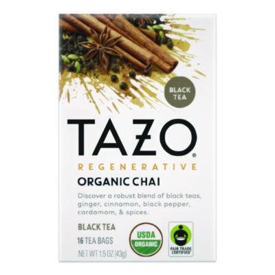 TZOTAZ00305BX Tea Bags, Organic Chai, 16/Box STARBUCKS COFFEE COMPANY