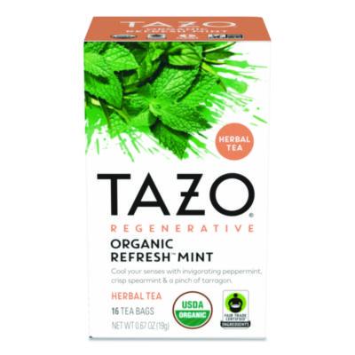 TZOTAZ00350BX Tea Bags, Organic Refresh Mint, 16/Box