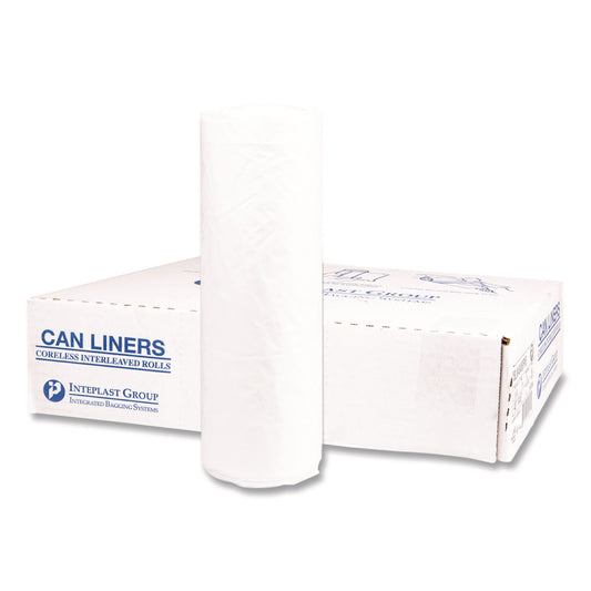 IBSSLW4046SPNS Institutional Low-Density Can Liners, 45 gal, 1.15 mil, 40" x 46", Natural, Interleaved Roll, 20 Bags/Roll, 5 Rolls/Carton