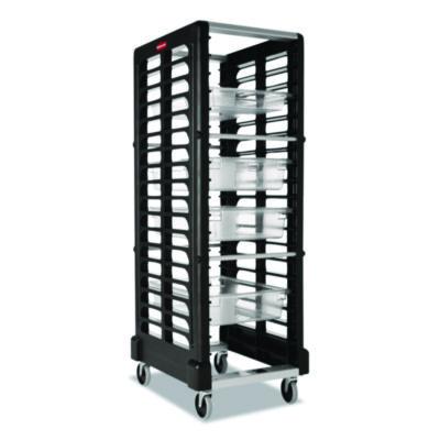 RCPFG332000BLA End Loader Rack for Food Boxes and Sheet Pans, 18 Rack, Plastic, 23.75" x 28.75" x 67.88", Black