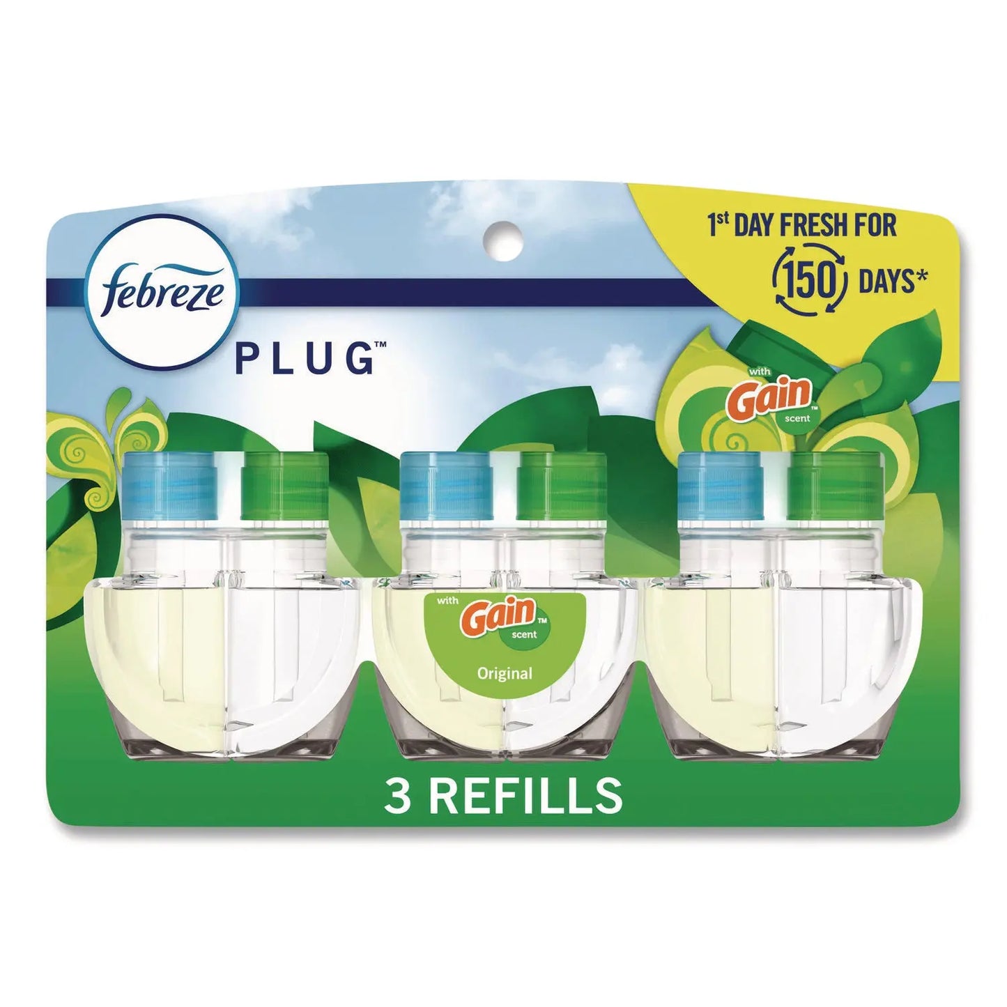 PGC13842 PLUG Air Freshener Refills, Gain Scent, 2.63 oz, 3/Pack, 6 Packs/Carton Febreze