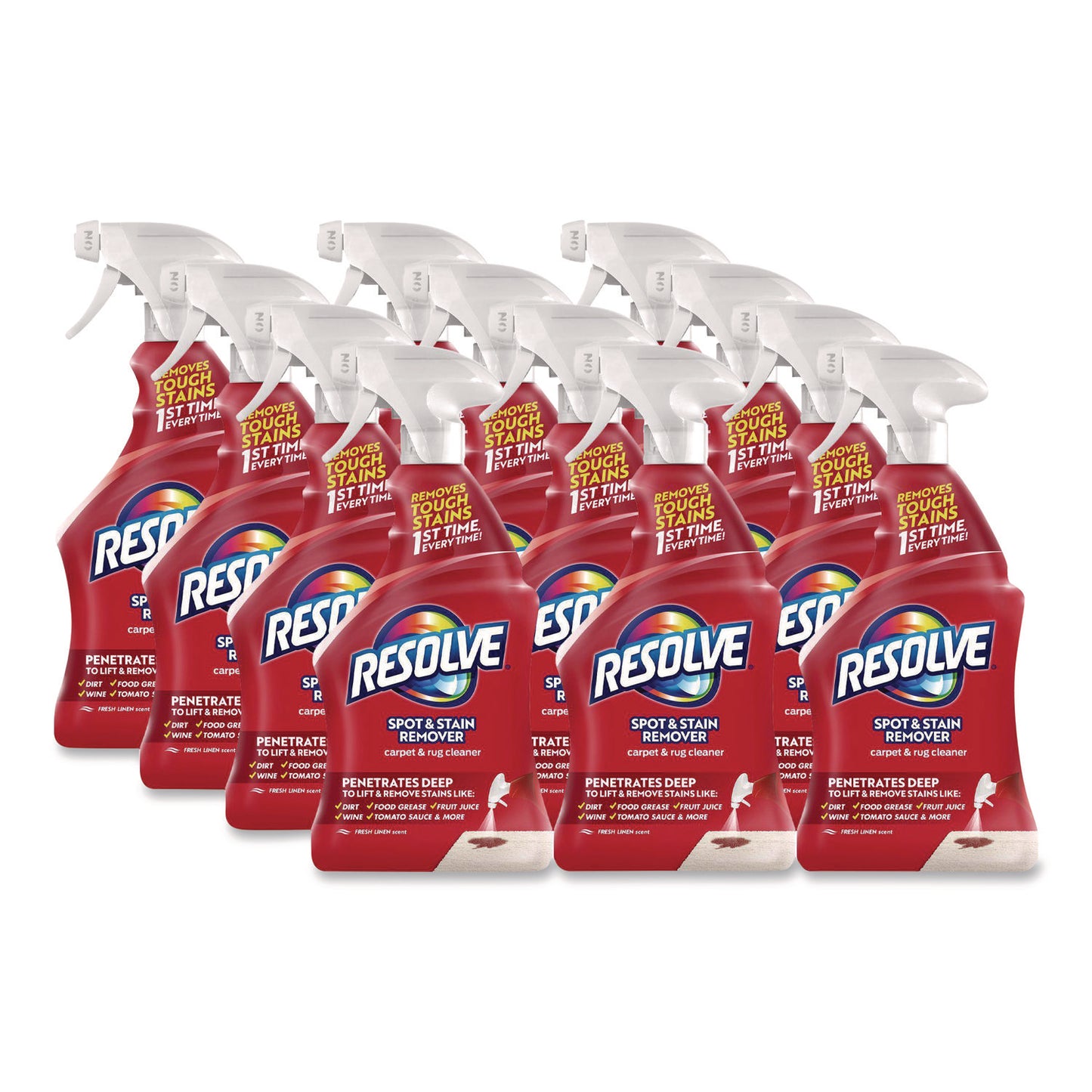 RAC00601CT Triple Oxi Advanced Trigger Carpet Cleaner, Fresh Linen, 22 oz Spray Bottle, 12/Carton