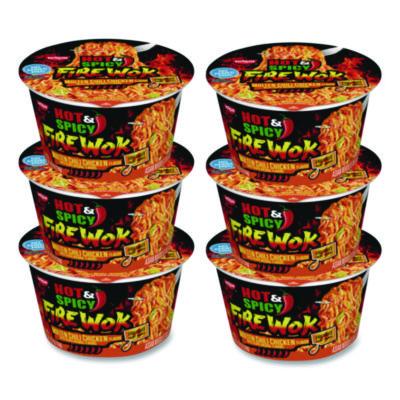 NSFNIS19503 Hot and Spicy Fire Wok Molten Chili Chicken, 4.37 oz Bowl, 6/Carton NISSIN FOODS