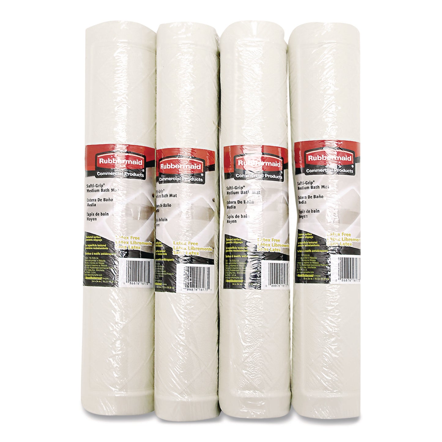 RCP1982724 Safti-Grip Bath Mats, White Textured Surface, Suction-Cup Backing, 14" x 22.5", 12/Carton