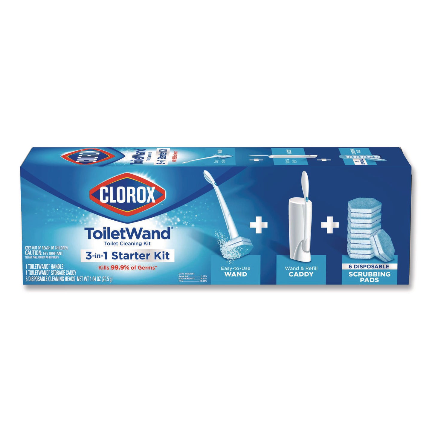 CLO03191 Toiletwand Disposable Toilet Cleaning System: Handle, Caddy And Refills, White