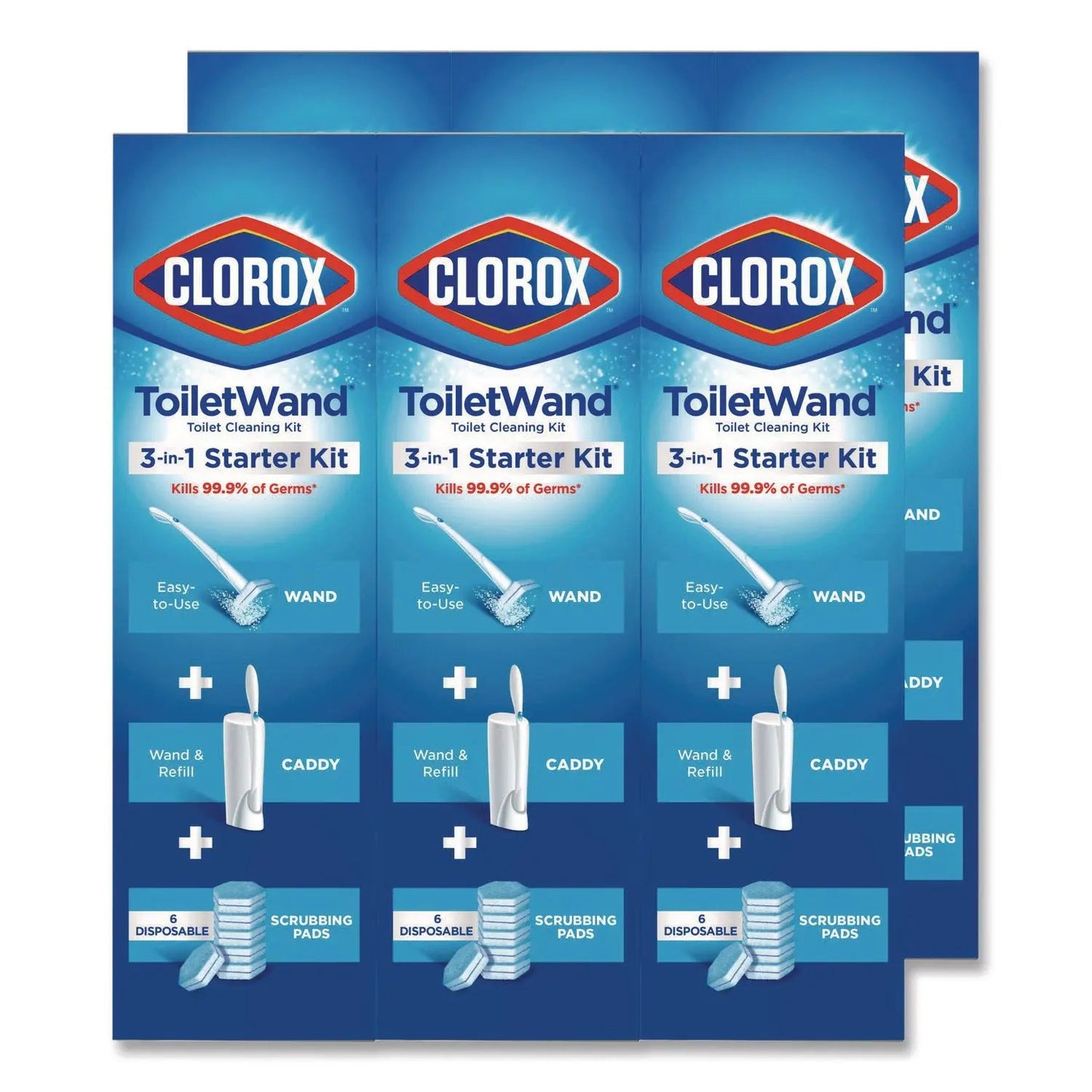 CLO03191CT Toiletwand Disposable Toilet Cleaning System: Handle, Caddy And Refills, White, 6/Carton Clorox