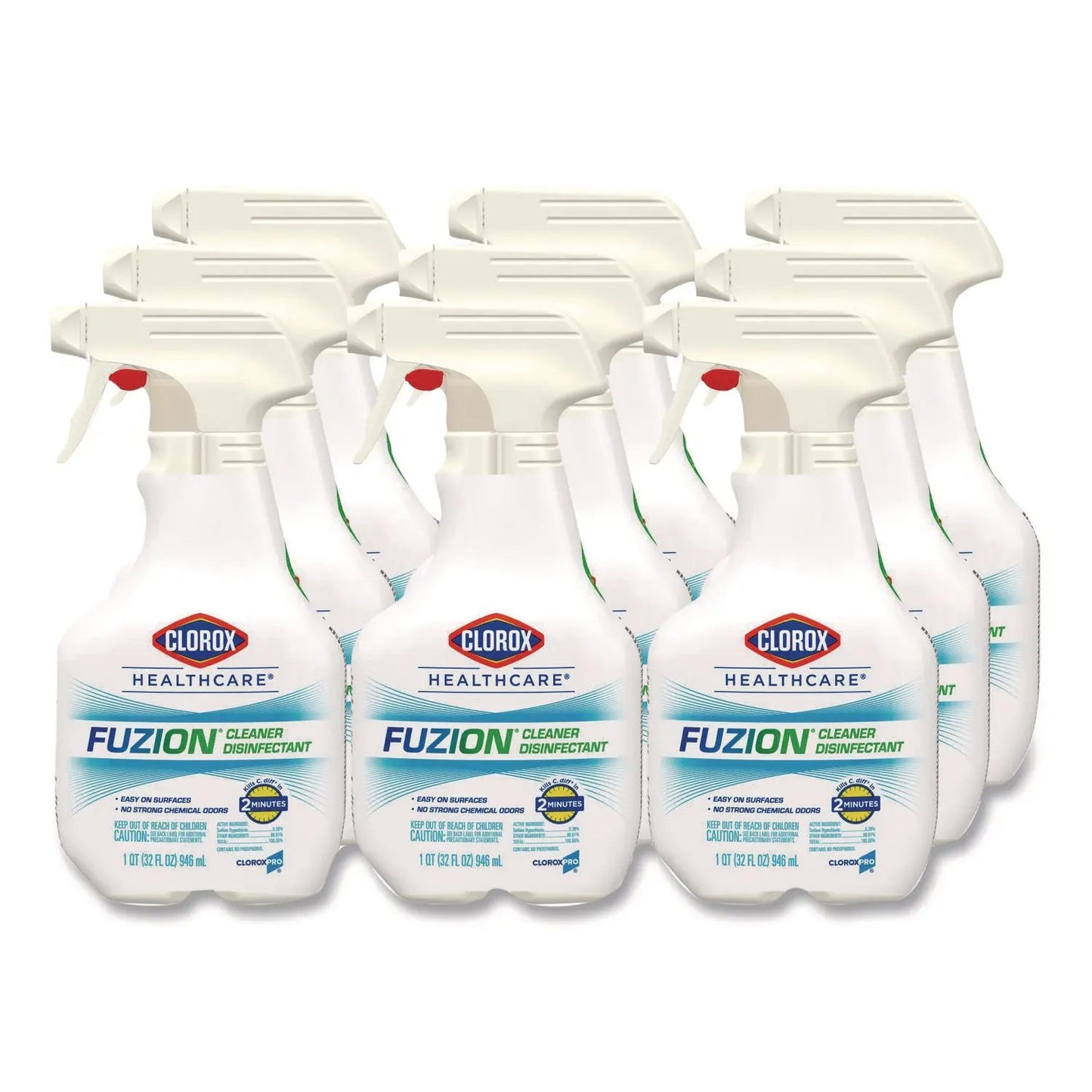 CLO31478 Fuzion Cleaner Disinfectant, Unscented, 32 Oz Spray Bottle, 9/carton Clorox Healthcare