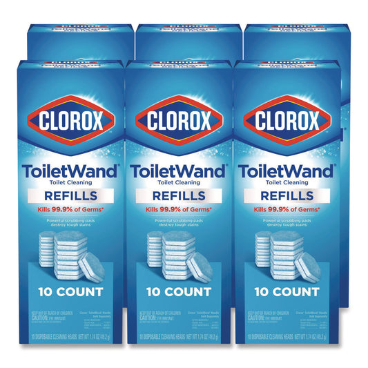 CLO31620 ToiletWand Toilet Cleaning Refills, Toilet Cleaning Scrubbing Pads, Blue/White, 10/Pack, 6 Packs/Carton