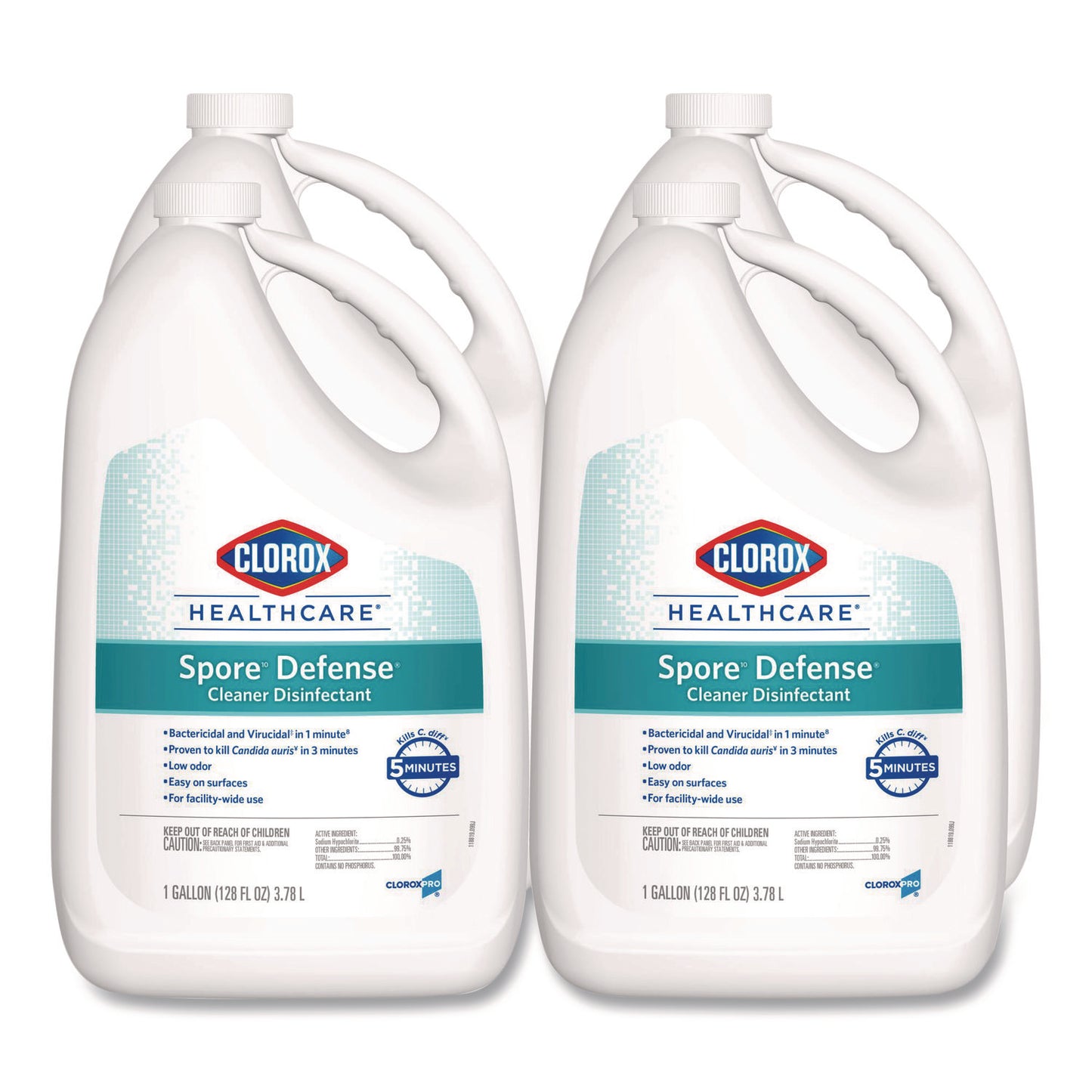 CLO32409 Spore Defense Cleaner Disinfectant, Open System, 1 gal Refill Bottle, 4/Carton